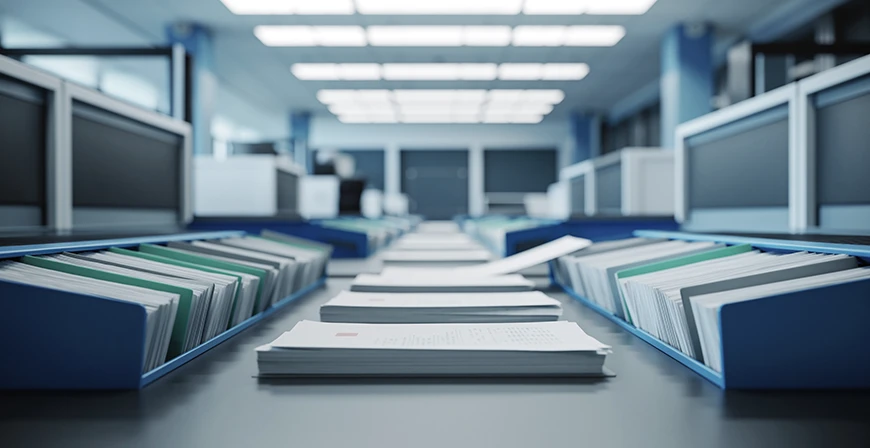 Sortierte Papierstapel als Symbol für Dokumentenmanagement